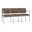 Lenox Steel Reception Waiting Room Healthcare 3-Seat Sofa / Silver Steel / Brown