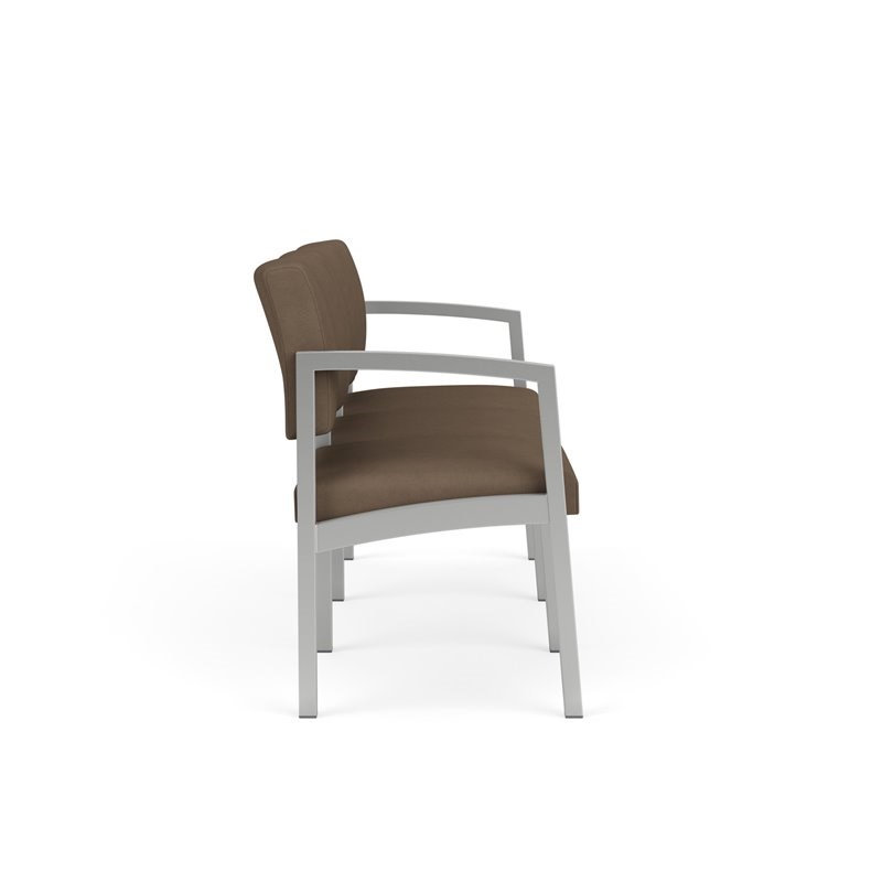 Lenox Steel Reception Waiting Room Healthcare 3-Seat Sofa / Silver Steel / Brown
