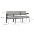 Lenox Steel Reception Waiting Room Healthcare 3-Seat Sofa / Silver Steel / Brown
