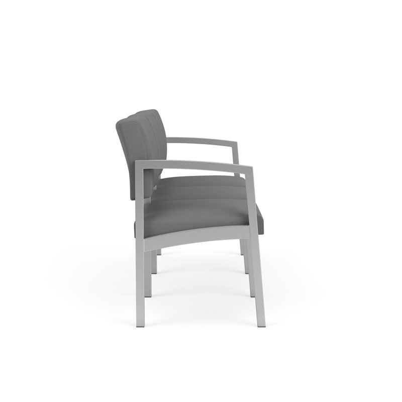 Lenox Steel Reception Waiting Room 3-Seat Sofa / Silver Steel / Light Gray