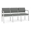 Lenox Steel Reception Waiting Room 3-Seat Sofa / Silver Steel / Light Gray