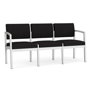 lesro lenox steel modern fabric 3-seat sofa in silver/open house black
