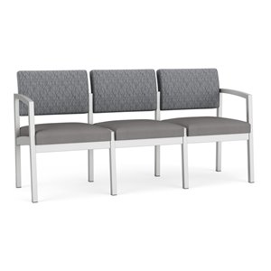 lesro lenox steel fabric 3-seat sofa in silver/adler gray flannel/castillo metal