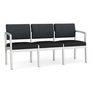 lesro lenox steel fabric 3-seat sofa in silver/adler nocturnal/castillo black