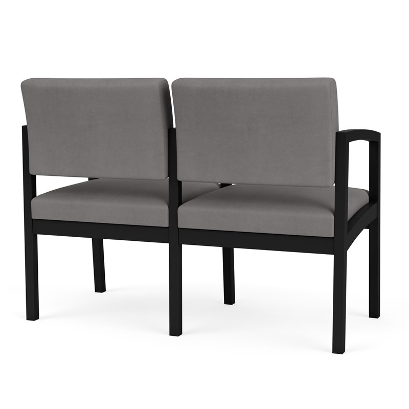 Lenox Steel Reception Waiting 2 Seats Chair / Black Steel / Light Gray
