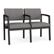 Lenox Steel Reception Waiting 2 Seats Chair / Black Steel / Light Gray