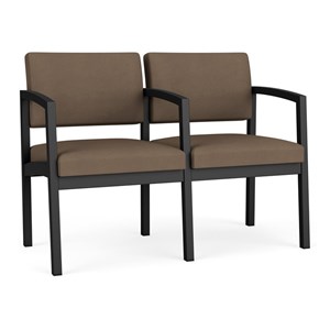 Lenox Steel Reception Waiting Room 2 Seats Chair / Black Steel / Brown