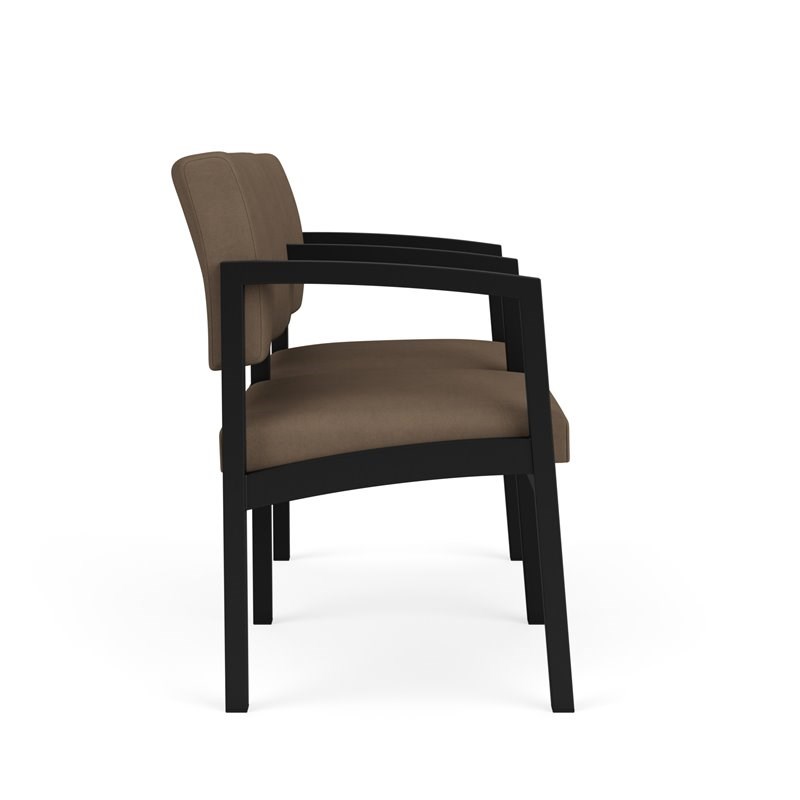 Lenox Steel Reception Waiting Room 2 Seats Chair / Black Steel / Brown