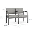 Lenox Steel Reception Waiting Room 2 Seats Chair / Black Steel / Brown