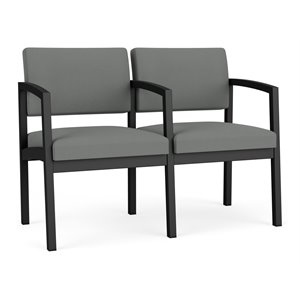 Lenox Steel Reception Waiting 2 Seats Chair / Black Steel / Light Gray