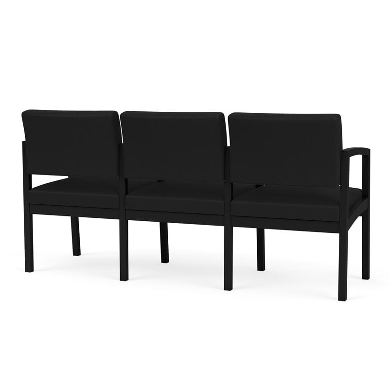 Lenox Steel Reception Waiting Room 3 Seats Chair / Black Steel / Black