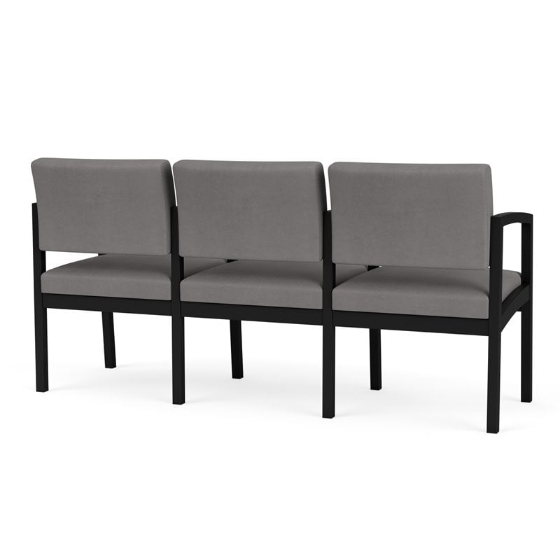 Lenox Steel Reception Waiting 3 Seats Chair / Black Steel / Light Gray