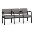 Lenox Steel Reception Waiting 3 Seats Chair / Black Steel / Light Gray