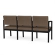 Lenox Steel Reception Waiting Room 3 Seats Chair / Black Steel / Brown