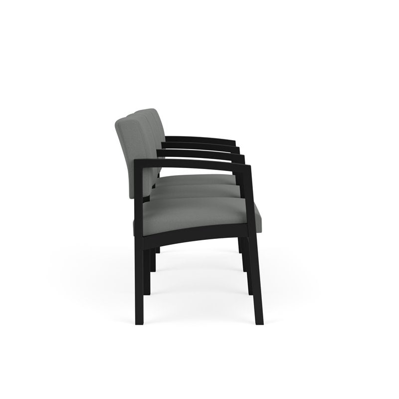 Lenox Steel Reception Waiting 3 Seats Chair / Black Steel / Light Gray
