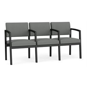 Lenox Steel Reception Waiting 3 Seats Chair / Black Steel / Light Gray