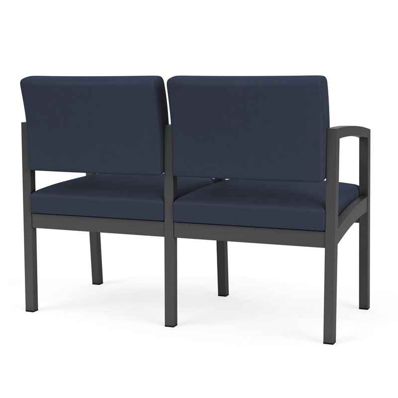 Lenox Steel Reception Waiting Room 2 Seats Chair / Charcoal Steel / Blue