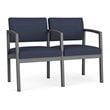Lenox Steel Reception Waiting Room 2 Seats Chair / Charcoal Steel / Blue