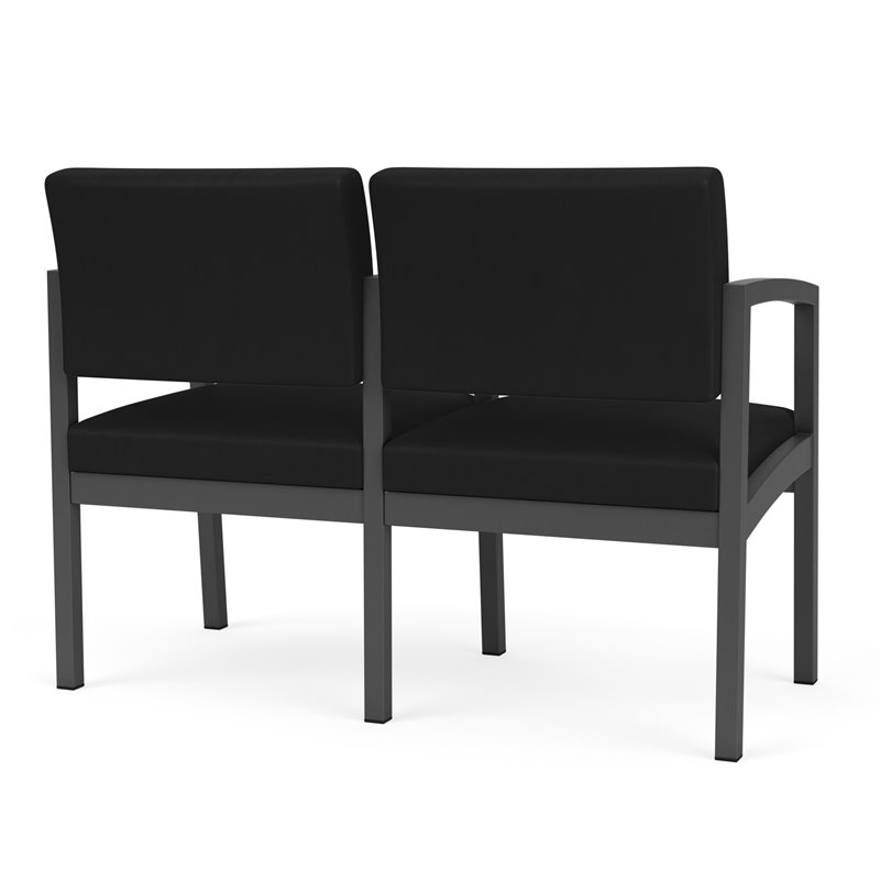 Lenox Steel Reception Waiting Room 2 Seats Chair / Charcoal Steel / Black