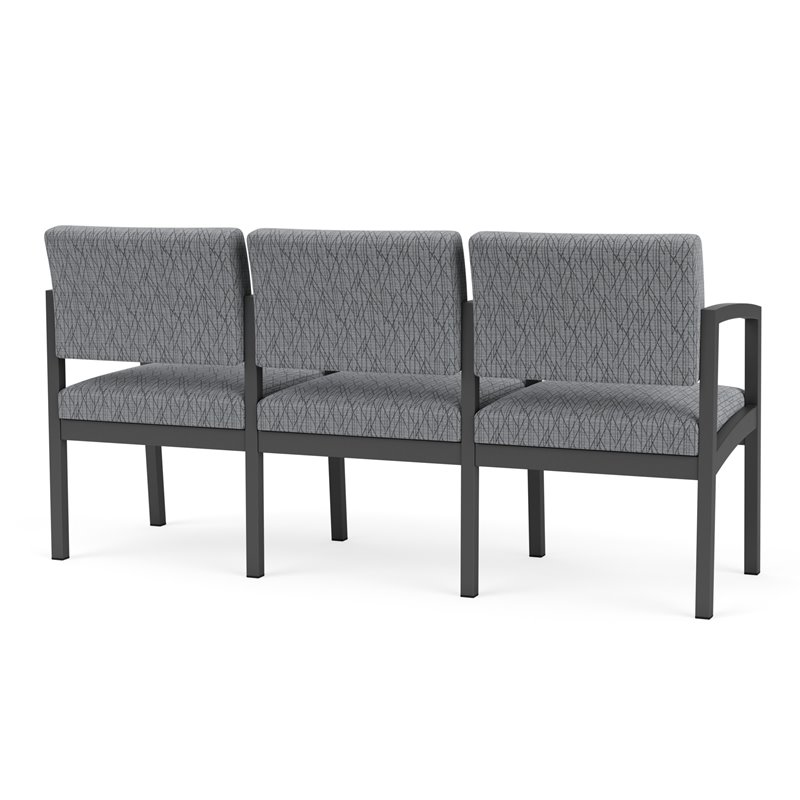 Lenox Steel Reception Waiting Room 3 Seats Chair / Charcoal Steel / Gray