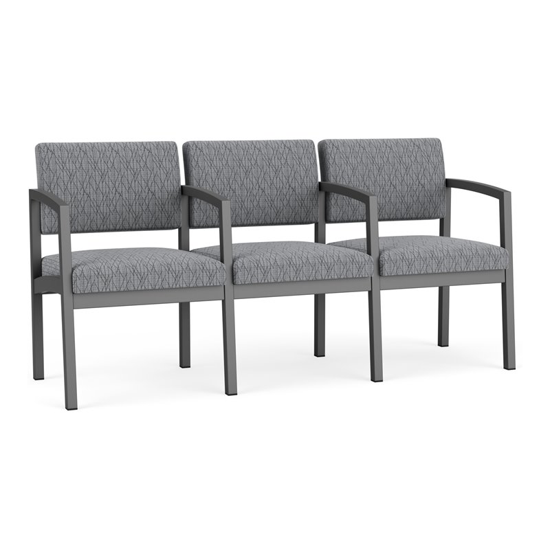 Lenox Steel Reception Waiting Room 3 Seats Chair / Charcoal Steel / Gray
