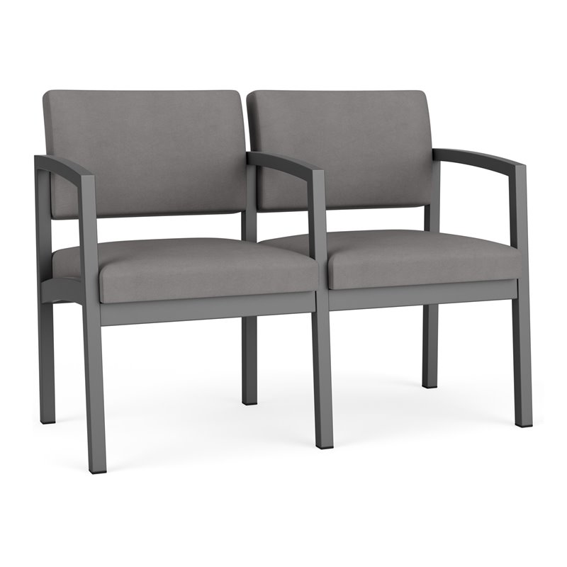 Lenox Steel Reception Waiting 2 Seats Chair / Charcoal Steel / Light Gray