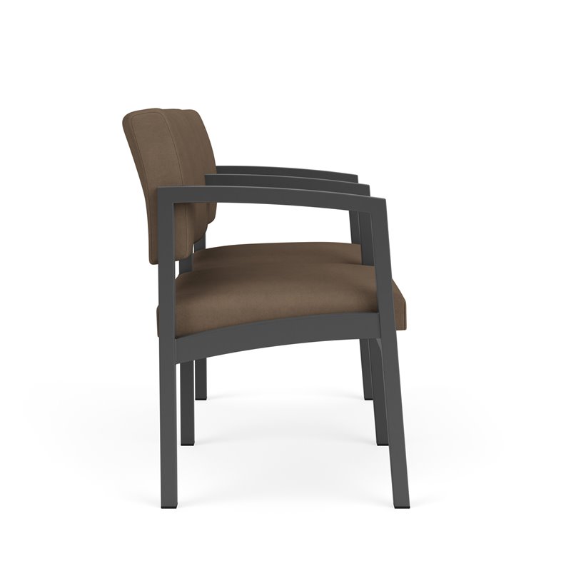Lenox Steel Reception Waiting Room 2 Seats Chair / Charcoal Steel / Brown