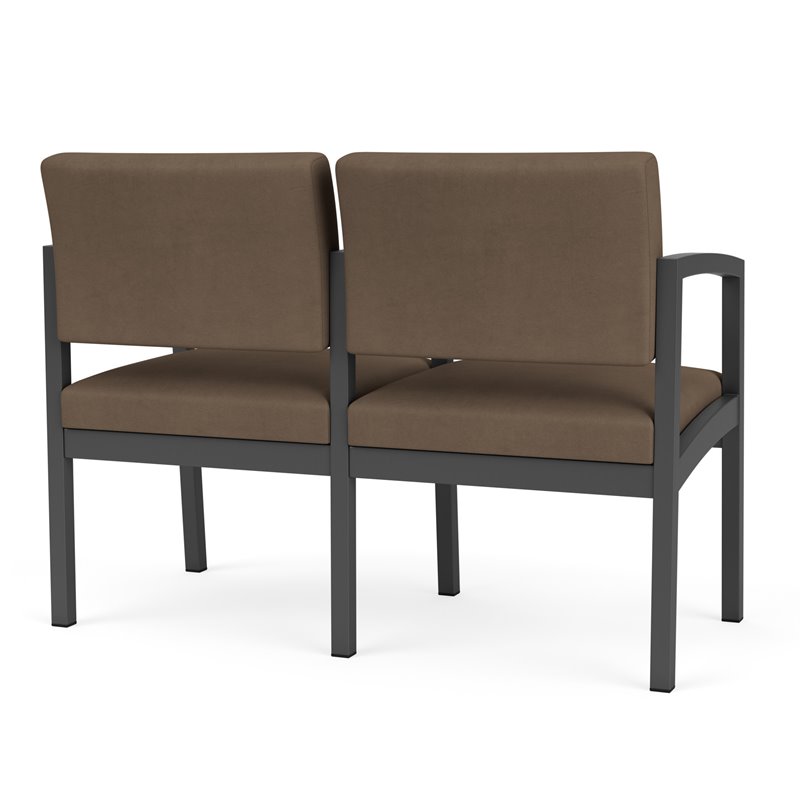 Lenox Steel Reception Waiting Room 2 Seats Chair / Charcoal Steel / Brown