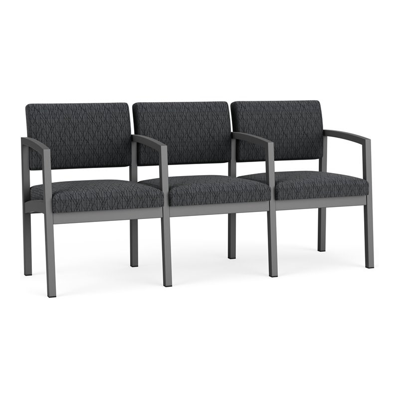 Lenox Steel Reception Waiting 3 Seats Chair / Charcoal Steel / Dark Gray