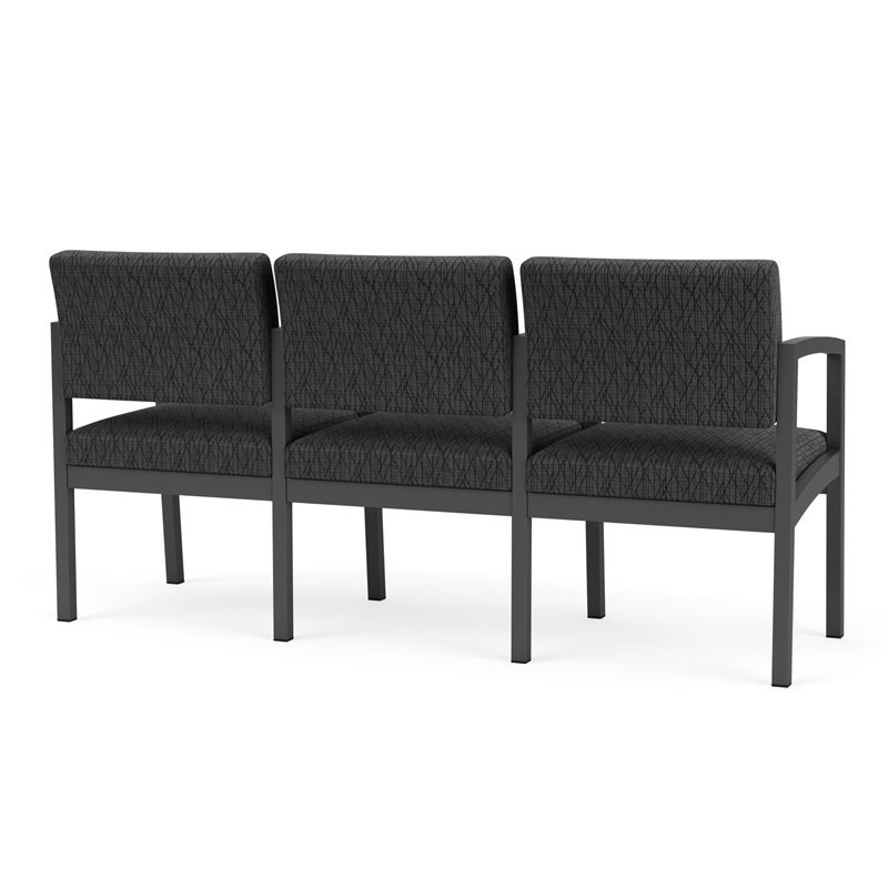 Lenox Steel Reception Waiting 3 Seats Chair / Charcoal Steel / Dark Gray