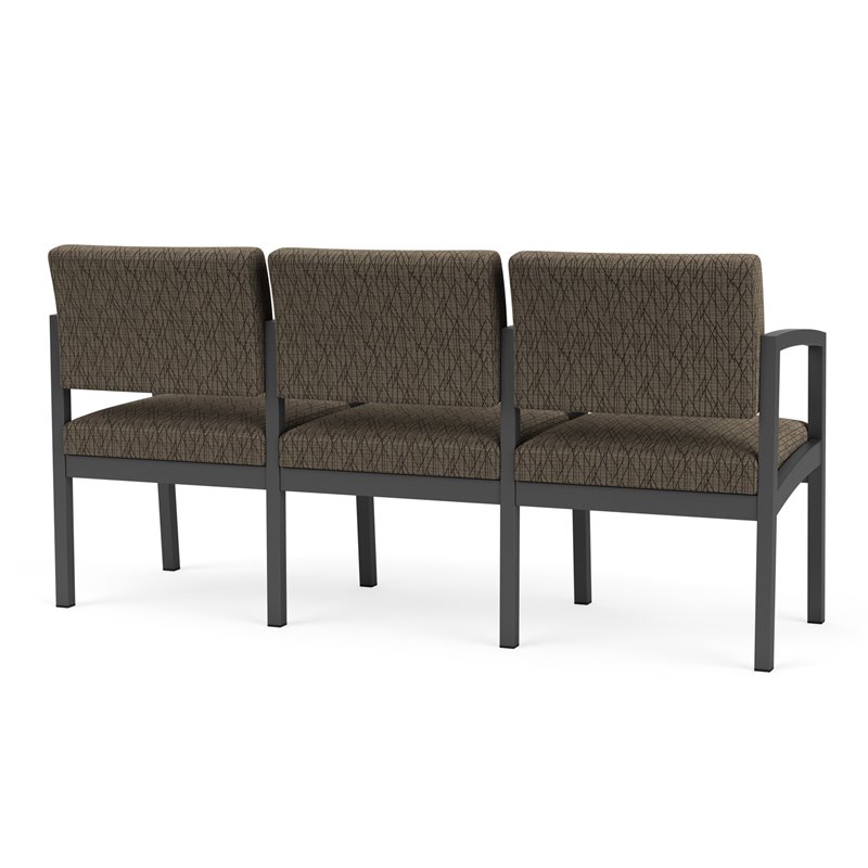 Lenox Steel Reception Waiting Room 3 Seats Chair / Charcoal Steel / Brown