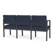 Lenox Steel Reception Waiting Room 3 Seats Chair / Charcoal Steel / Blue