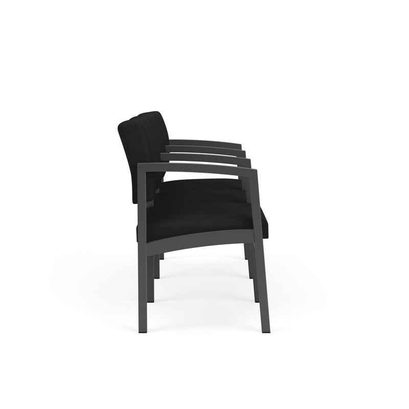 Lenox Steel Reception Waiting Room 3 Seats Chair / Charcoal Steel / Black