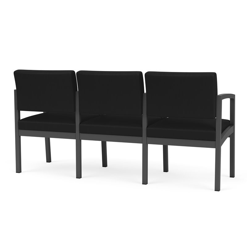 Lenox Steel Reception Waiting Room 3 Seats Chair / Charcoal Steel / Black