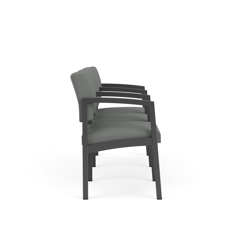 Lenox Steel Reception Waiting 3 Seats Chair / Charcoal Steel / Light Gray