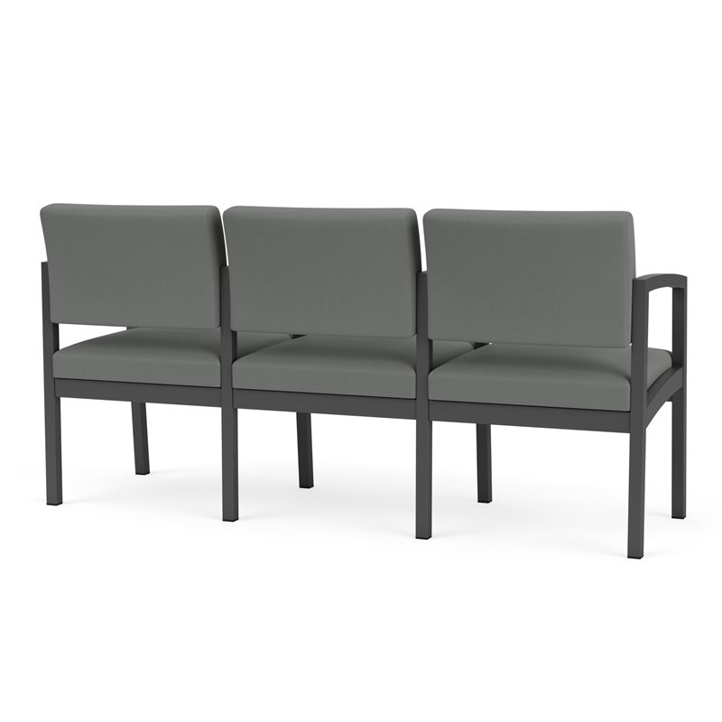 Lenox Steel Reception Waiting 3 Seats Chair / Charcoal Steel / Light Gray