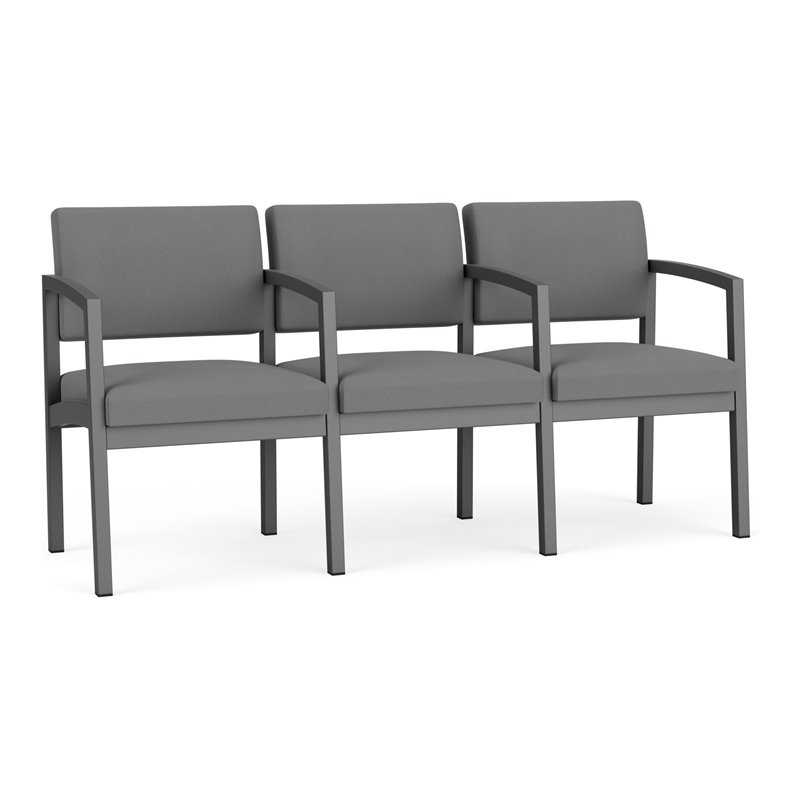 Lenox Steel Reception Waiting 3 Seats Chair / Charcoal Steel / Light Gray