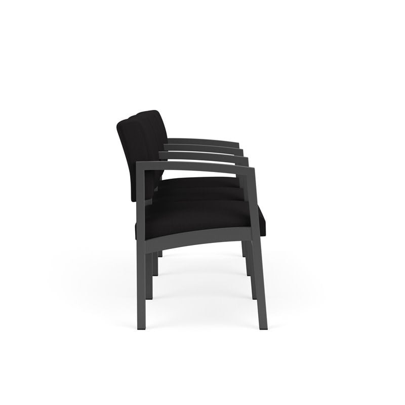 Lenox Steel Reception Waiting Room 3 Seats Chair / Charcoal Steel / Black