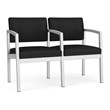 Lenox Steel Reception Waiting Room 2 Seats Chair / Silver Steel / Black