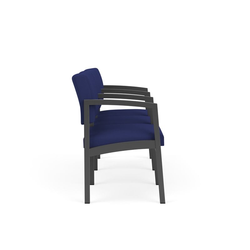Lenox Steel Reception Waiting Room 3 Seats Chair / Charcoal Steel / Blue