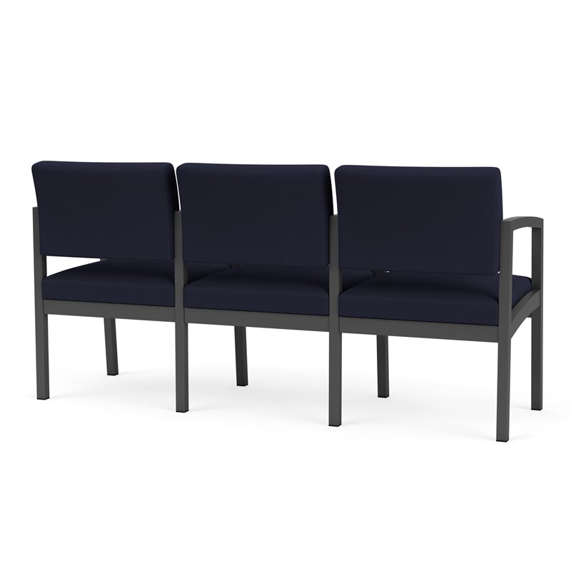 Lenox Steel Reception Waiting 3 Seats Chair / Charcoal Steel / Navy Blue