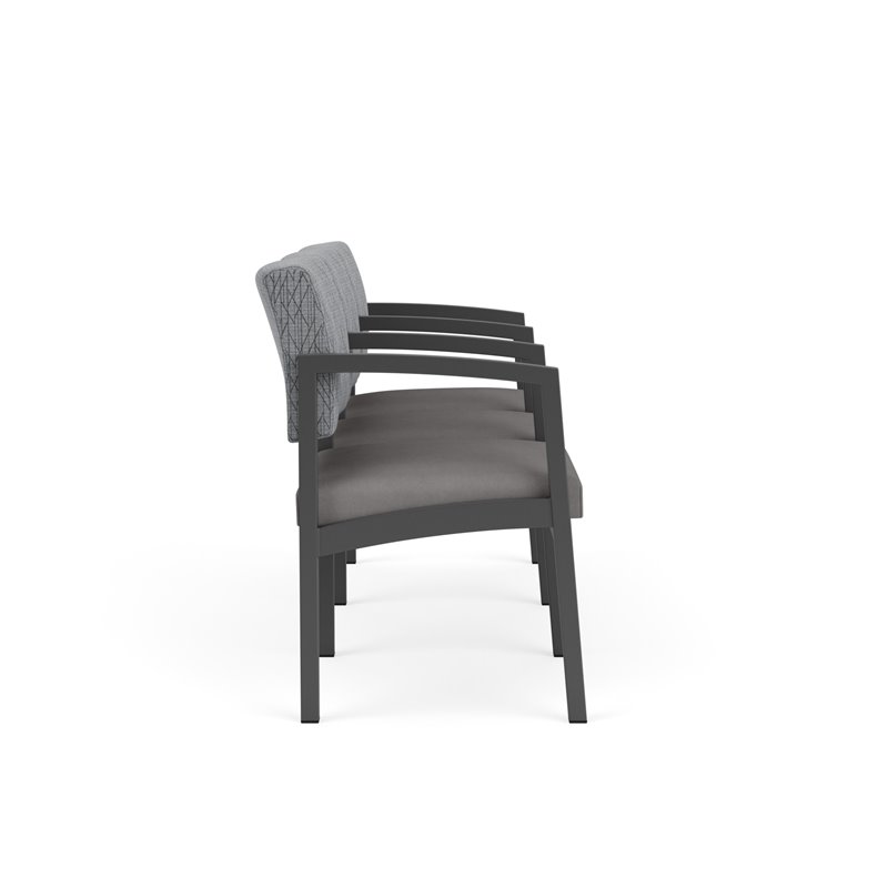Lenox Steel Reception Waiting 3-Seat Chair / Charcoal Steel / Gray / Gray