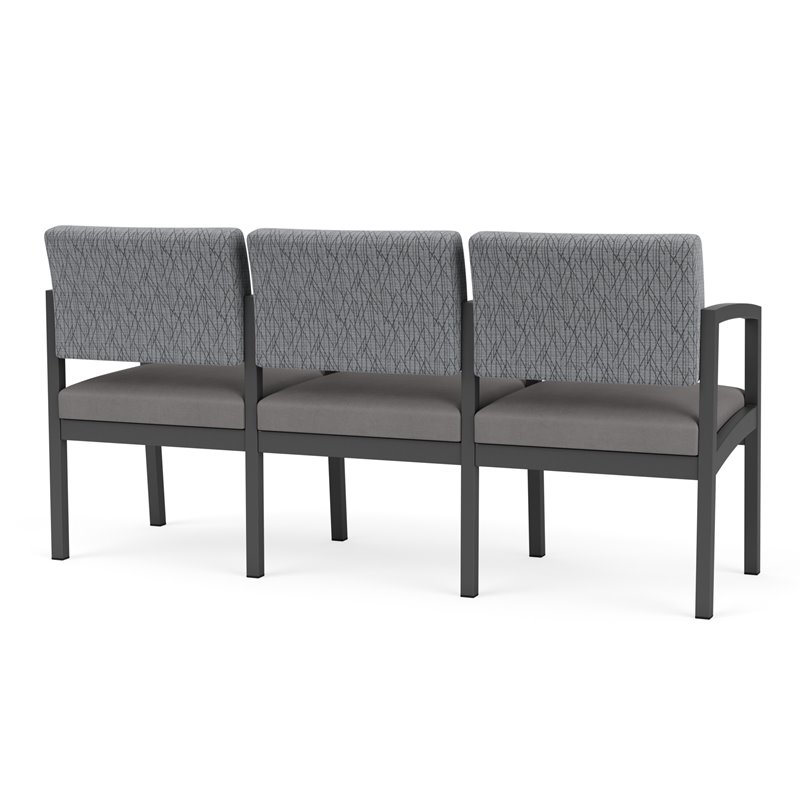 Lenox Steel Reception Waiting 3-Seat Chair / Charcoal Steel / Gray / Gray