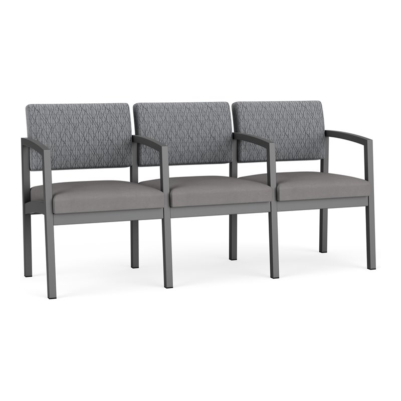 Lenox Steel Reception Waiting 3-Seat Chair / Charcoal Steel / Gray / Gray