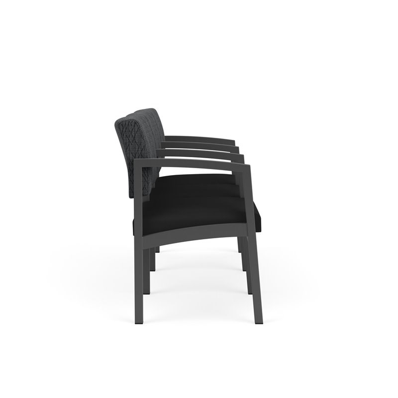 Lenox Steel Reception Waiting 3-Seat Chair / Charcoal Steel / Dark Gray / Black