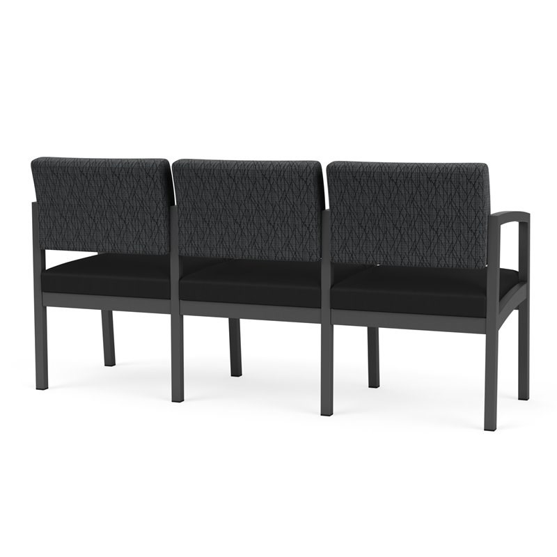 Lenox Steel Reception Waiting 3-Seat Chair / Charcoal Steel / Dark Gray / Black