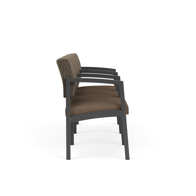 Lenox Steel Reception Waiting 3-Seat Chair / Charcoal Steel / Brown / Brown