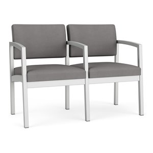 Lenox Steel Reception Waiting 2 Seats Chair / Silver Steel / Light Gray