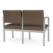 Lenox Steel Reception Waiting Room 2 Seats Chair / Silver Steel / Brown