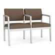 Lenox Steel Reception Waiting Room 2 Seats Chair / Silver Steel / Brown